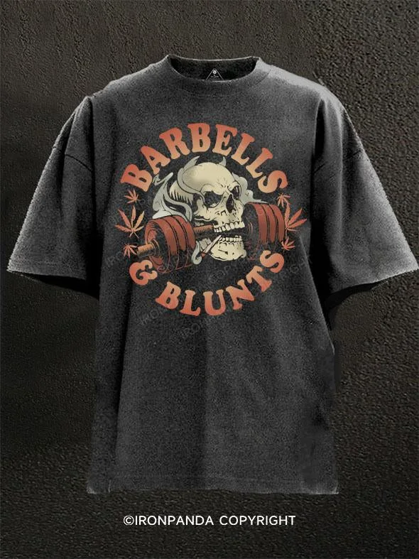 T-Shirt-Slim-Fit-Barbells & Blunts Washed Gym Shirt