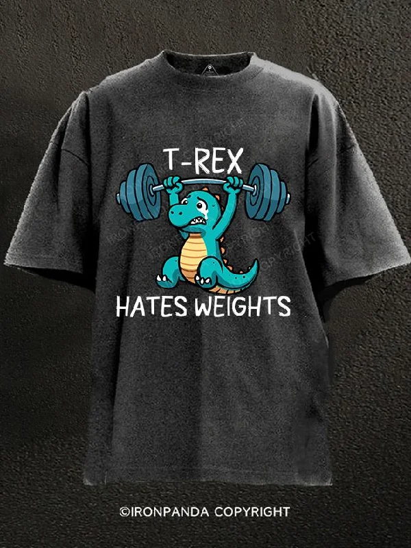 T-Shirt-Quick-Dry-T-REX hates weights Washed Gym Shirt