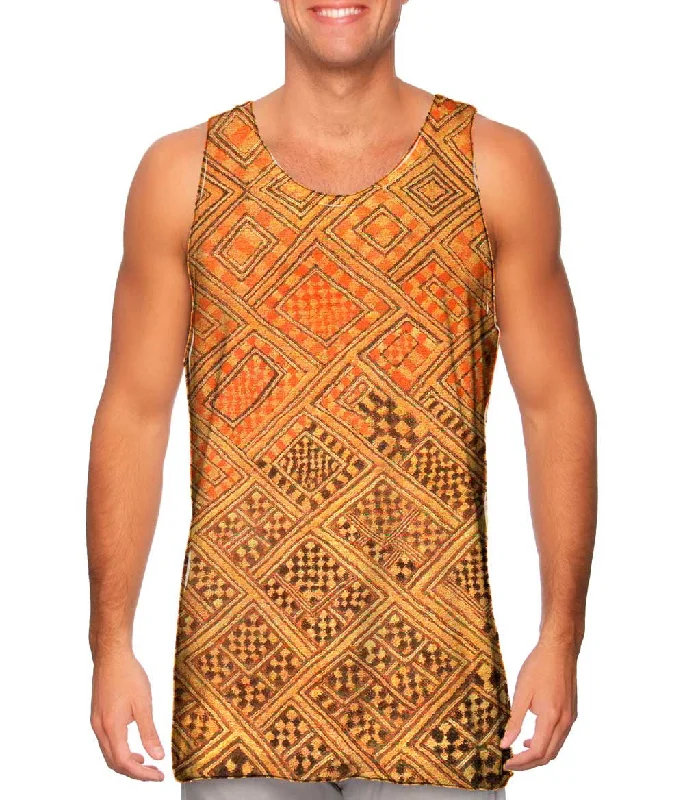 Tank-Top-Turtleneck-African Tribal Kuba Cloth Marriage Quilt