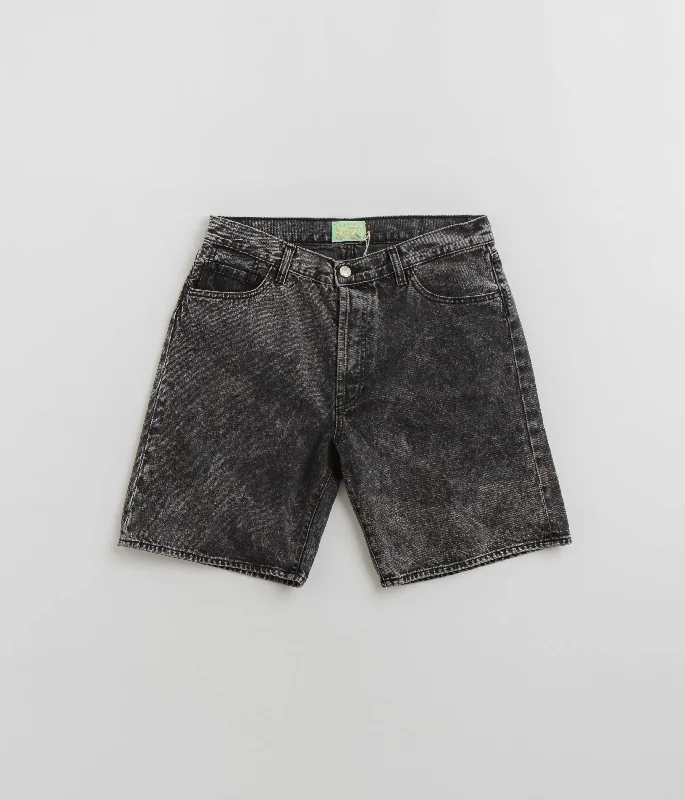 Shorts-Rugged-Aries Acid Wash Denim Shorts - Black