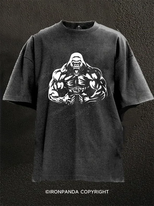 T-Shirt-V-Neck-muscle Gorilla Washed Gym Shirt