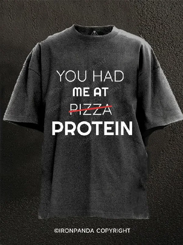 T-Shirt-Camping-You Had Me At Pizza Protein Washed Gym Shirt