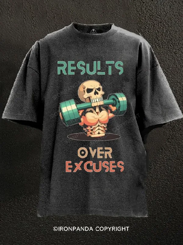 T-Shirt-Recycled-Results Over Excuses Washed Gym Shirt