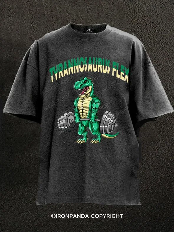 T-Shirt-Quick-Dry-Tyrannosaurus Flex Washed Gym Shirt