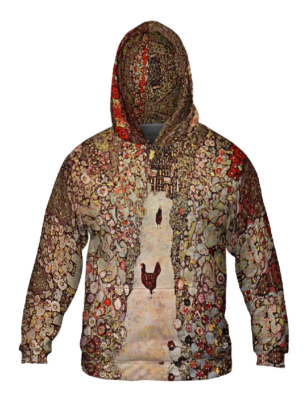 Hoodie-Solid-Color-Gustav Klimt -"Garden with Roosters" (1917)