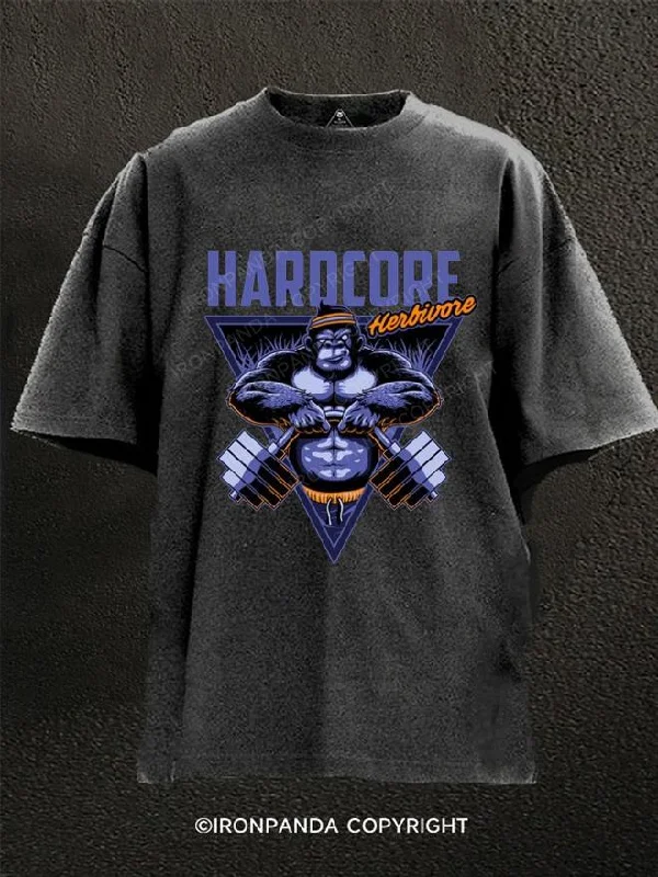 T-Shirt-Training-hardcore herbivore gorilla Washed Gym Shirt