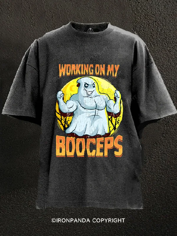 T-Shirt-Moisture-Wicking-WORKING ON MY BOOCEPS Washed Gym Shirt