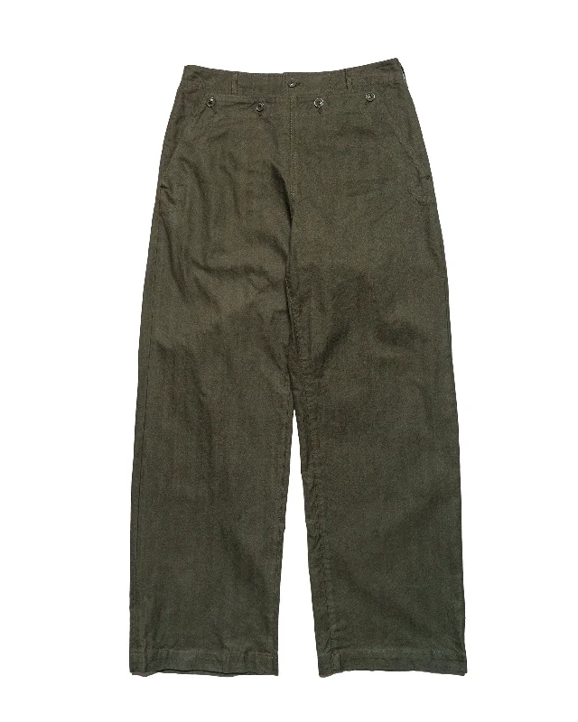 Pants-Flared-Engineered Garments Sailor Pant Olive Cotton Brushed Herringbone