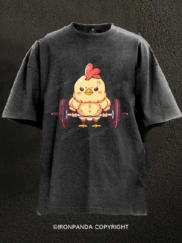 T-Shirt-Polka-Dot-Chicken Legs Washed Gym Shirt