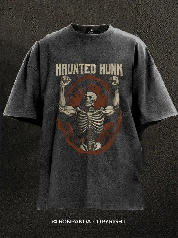 T-Shirt-Khaki-Haunted Hunk Washed Gym Shirt