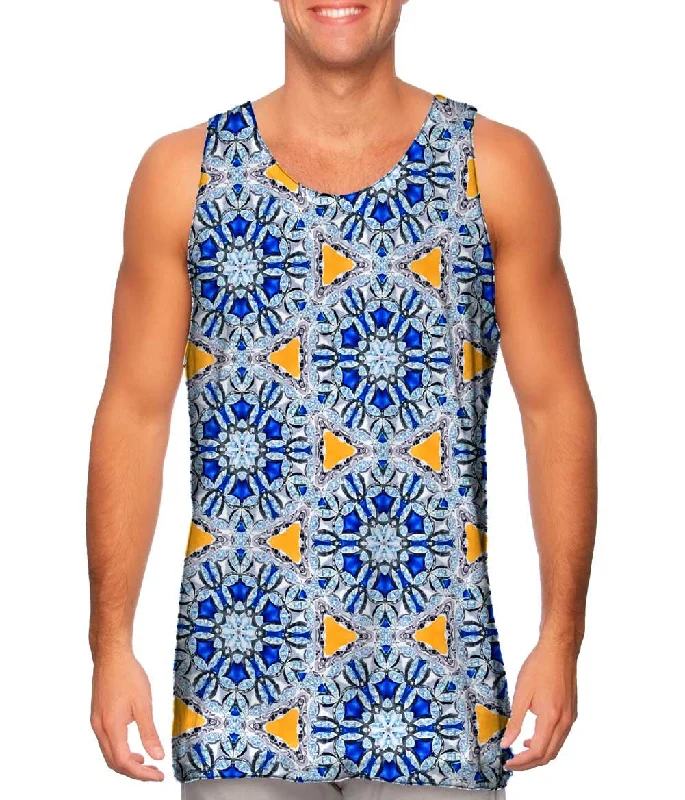 Tank-Top-Sweatproof-Blue Orange Diamonds Pattern