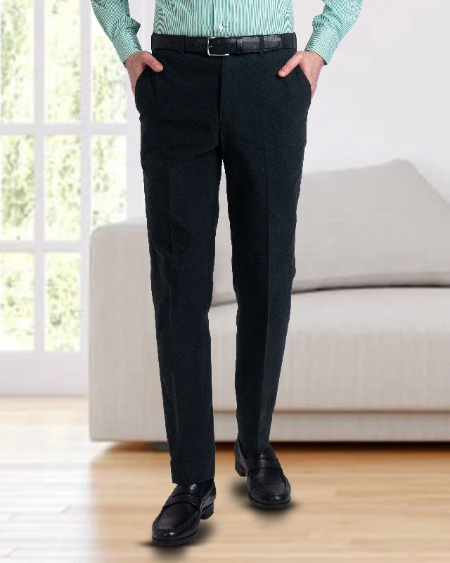 Pants-Baggy-Bottle Green Twill Dress Pant