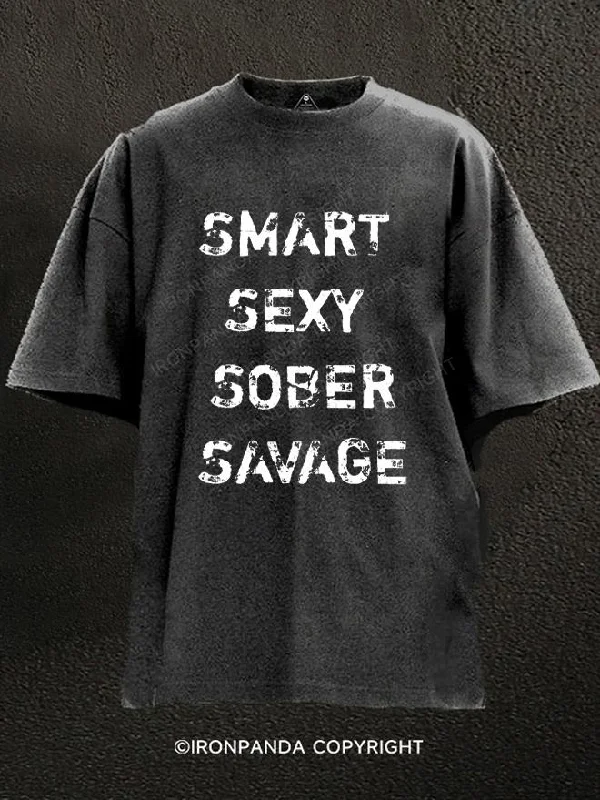 T-Shirt-Hiking-SMART SEXY SOBER SAVAGE Washed Gym Shirt