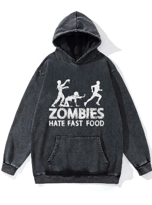 Hoodie-Waterproof-zoobies hate fast food Washed Gym Hoodie