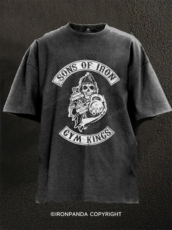 T-Shirt-Soft-sons of iron gym kings Washed Gym Shirt