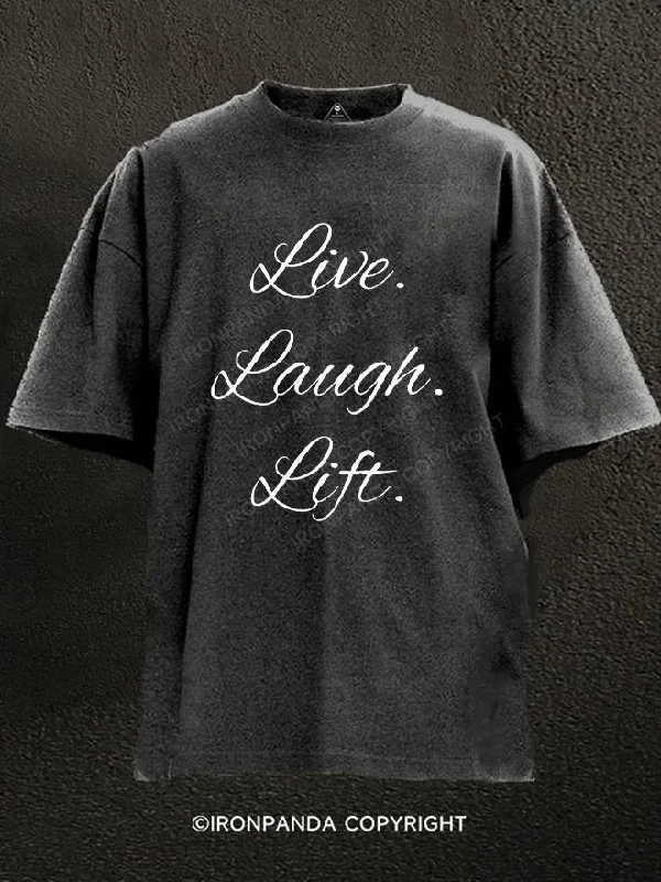 T-Shirt-School-Live Laugh Lift Washed Gym Shirt