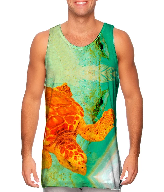 Tank-Top-Regular-Fit-Adorable Orange Turtle Underwater