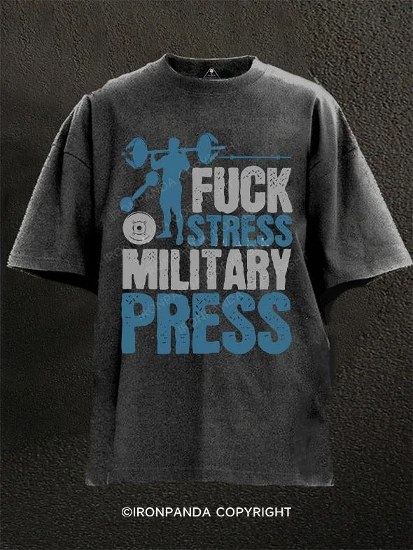 T-Shirt-Tie-Dye-Fuck Stress Military Press Washed Gym Shirt