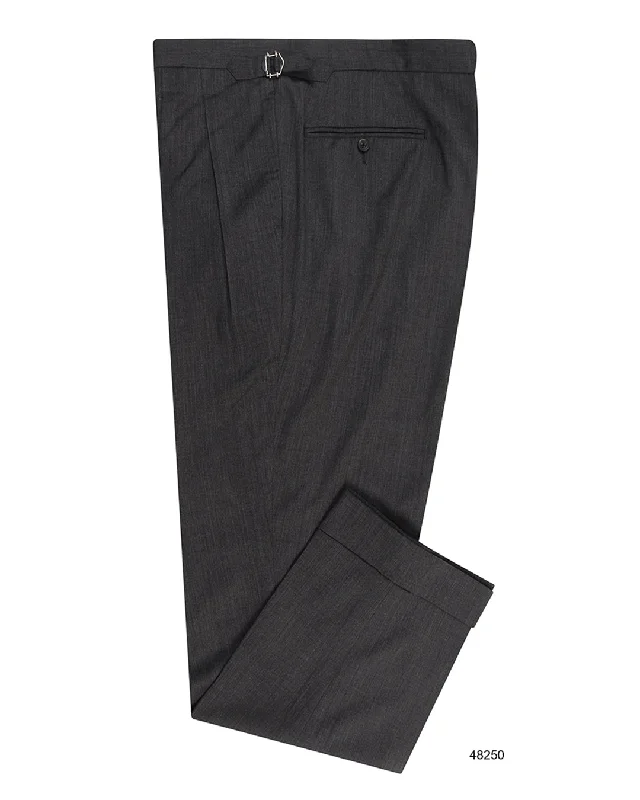 Pants-Black-Washable Wool Pants: Plain Charcoal Grey High Waisted Pant