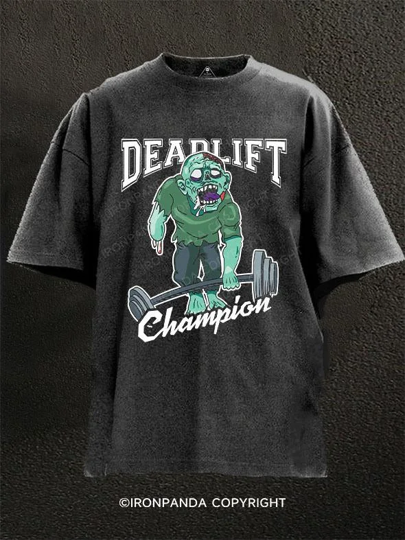 T-Shirt-Beige-Deadlift Zombie Washed Gym Shirt