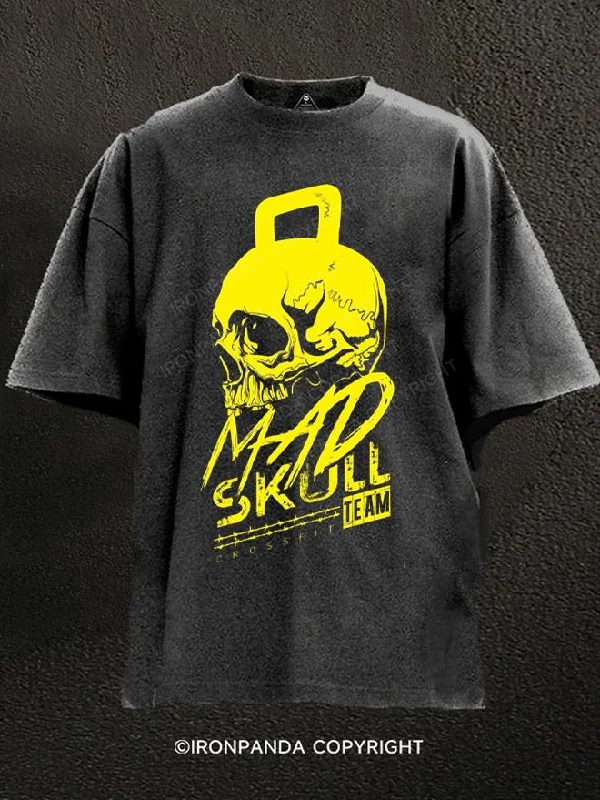 T-Shirt-Camping-mad skull fit Washed Gym Shirt