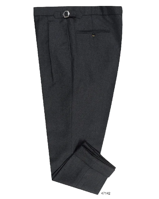 Pants-Skateboarding-Dugdale Dark Grey Wool Flannel High Waisted Pant