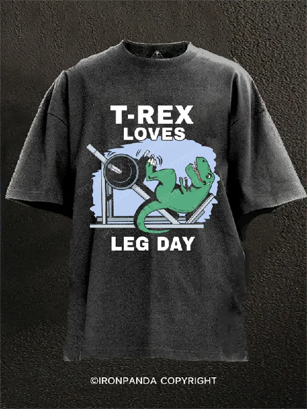 T-Shirt-Lightweight-Dinosaur Loves Leg Day Washed Gym Shirt