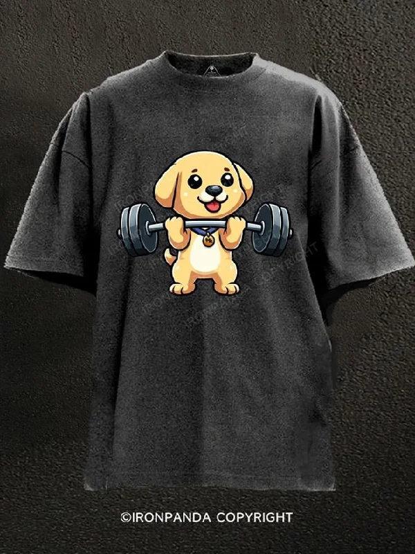 T-Shirt-Beige-Don't say no to your new gym buddy Washed Gym Shirt