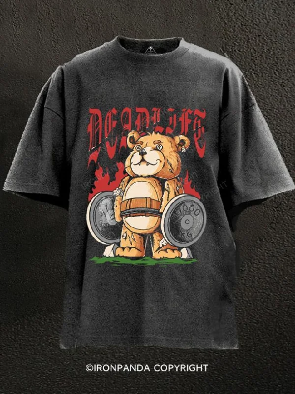 T-Shirt-Hiking-evil bear deadlift Washed Gym Shirt