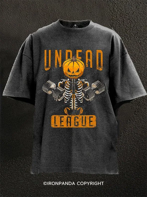 T-Shirt-Embroidered-UNDEAD LEAGUE Washed Gym Shirt