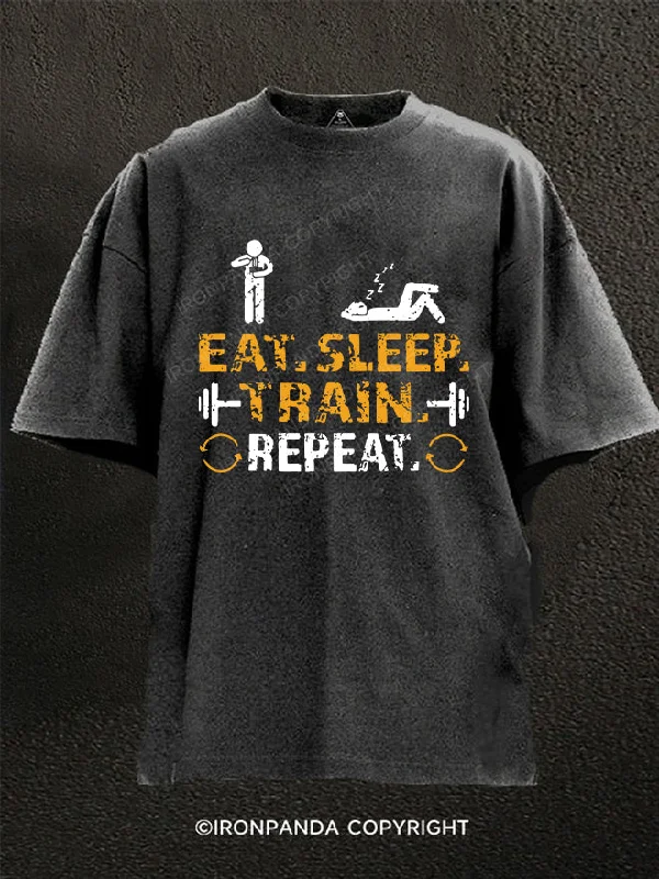 T-Shirt-Regular-Fit-eat.sleep.train repeat. Washed Gym Shirt