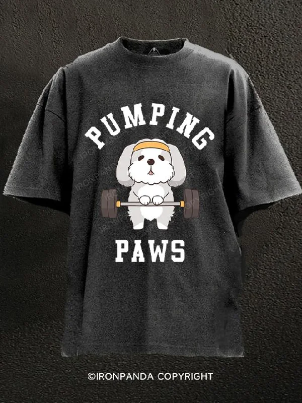 T-Shirt-Cozy-Dog Pumping Paws Washed Gym Shirt