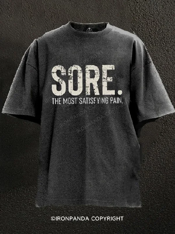 T-Shirt-Travel-Sore The Most Satisfying Pain Washed Gym Shirt