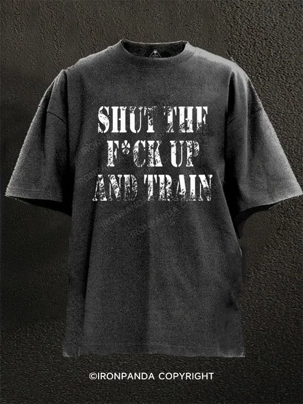 T-Shirt-Button-Up-Shut The Fuck Up And Train Washed Gym Shirt