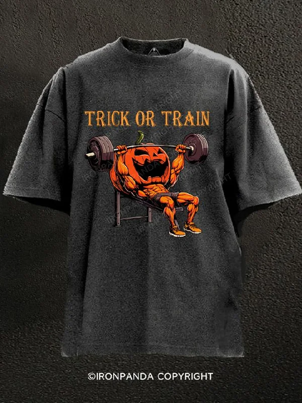 T-Shirt-Streetwear-Trick or train Washed Gym Shirt