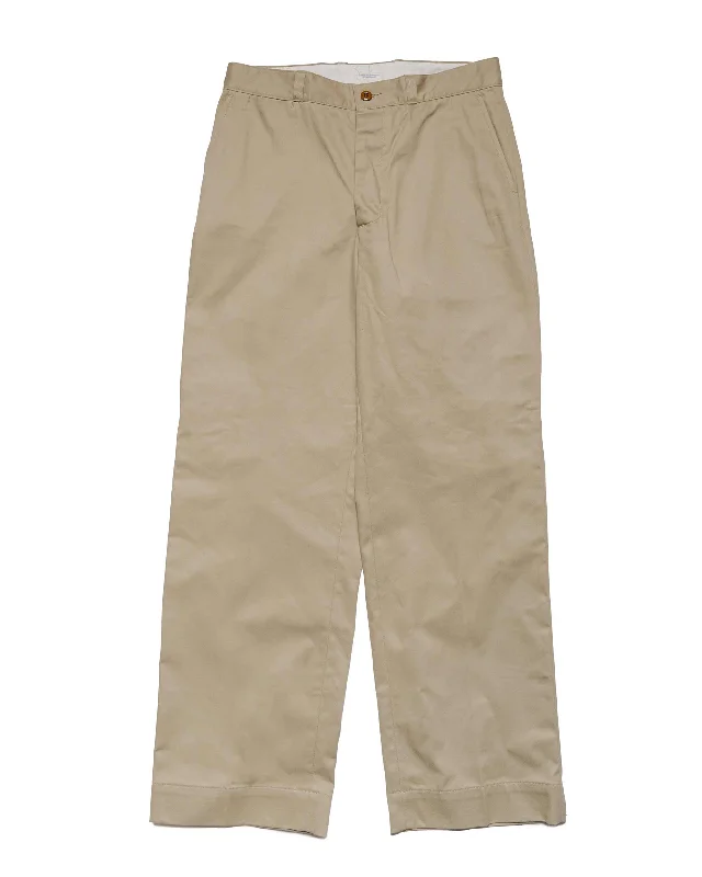 Pants-Linen-Phigvel Officer Trousers (Regular) Khaki Beige