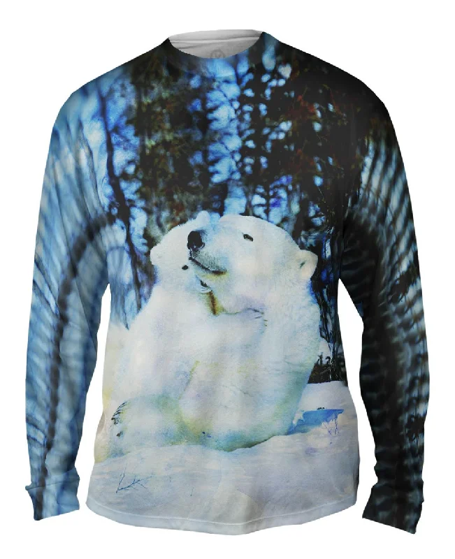 Long-Sleeve-Grey-Blue Watercolor Polar Bear