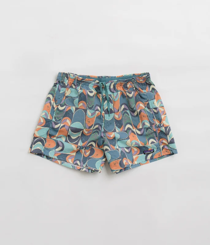 Shorts-Button-Fly-Patagonia Womens Baggies 5" Shorts - Swallowtail Geo: Still Blue