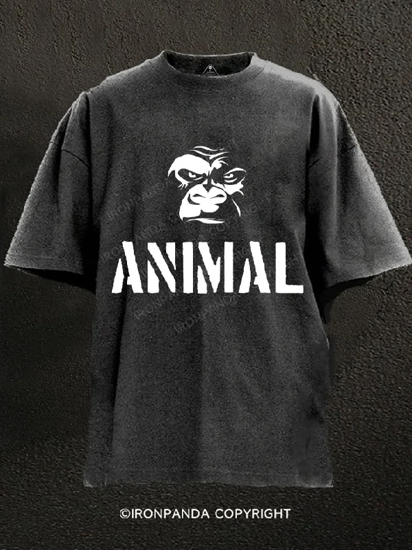 T-Shirt-Athletic-Animal Monkey Gorilla Washed Gym Shirt