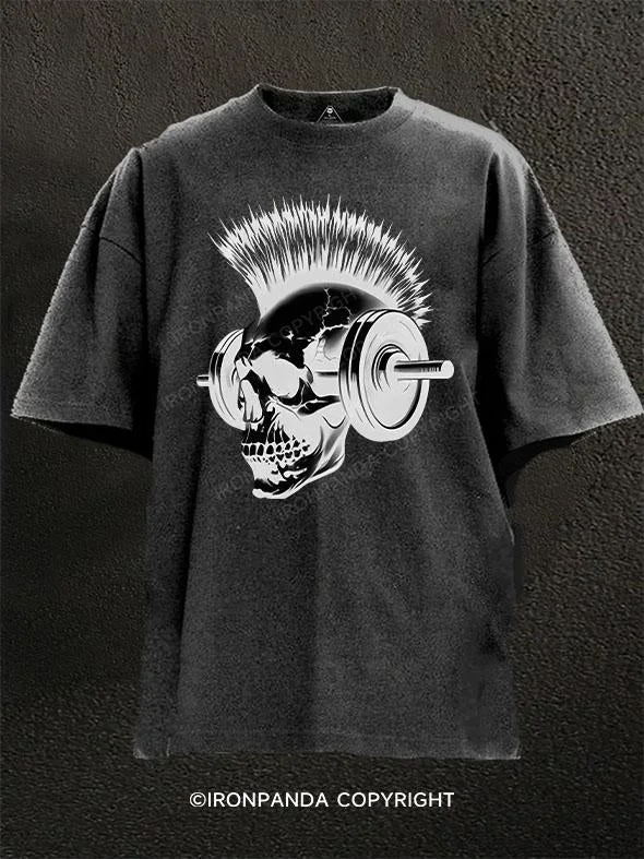 T-Shirt-Breathable-Punk skull Washed Gym Shirt