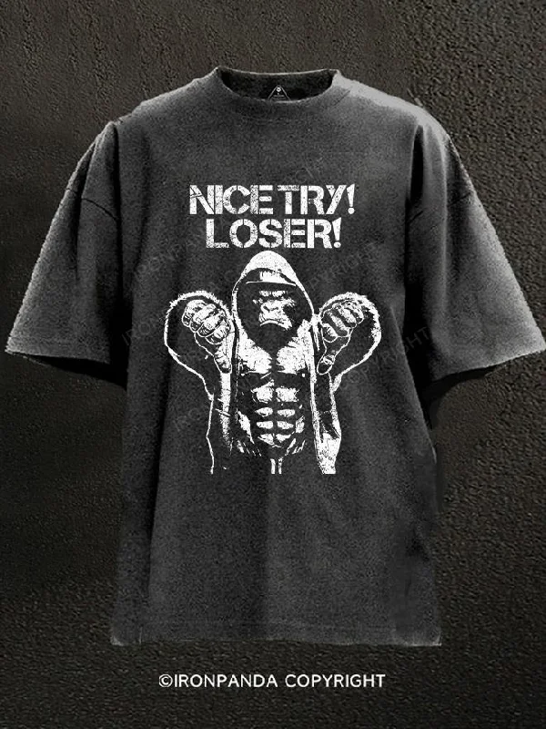 T-Shirt-Premium-NICE TRY LOSER Washed Gym Shirt