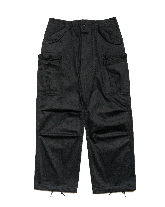 Pants-Vintage-Sassafras Overgrown Pants Military Satin Black