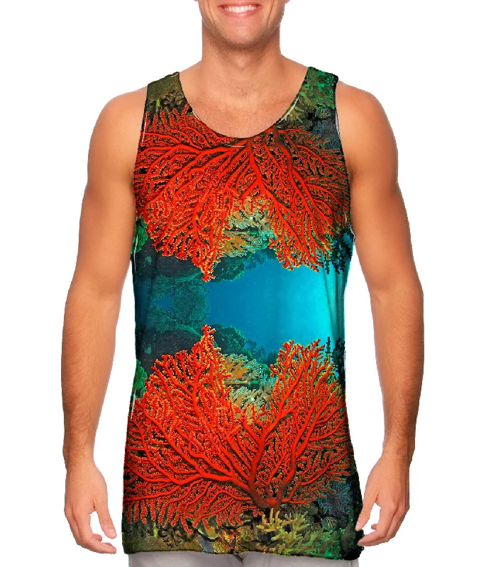 Tank-Top-White-Cave Coral Party Underwater