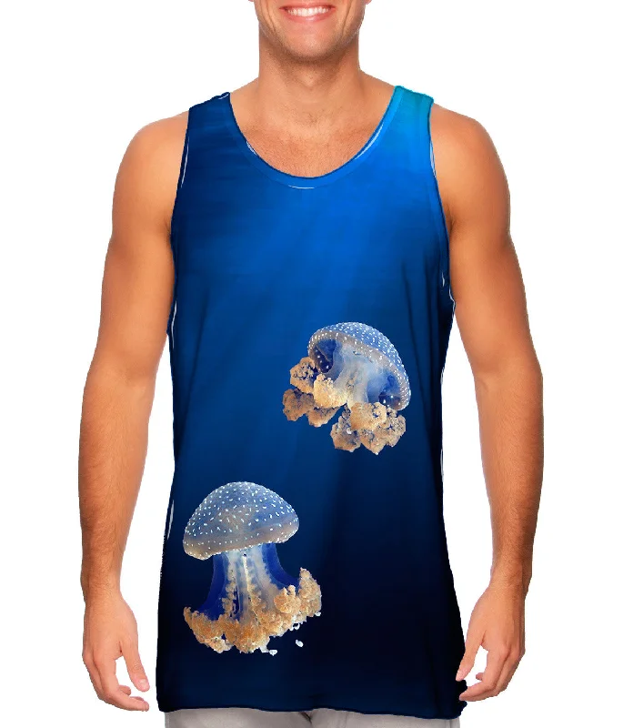 Tank-Top-Moisture-Wicking-Blue Jellyfish Rise Underwater