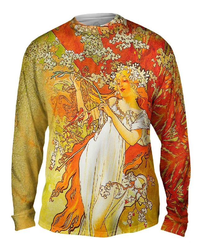 Long-Sleeve-Fleece-Alphonse Mucha - "Spring" (1896)