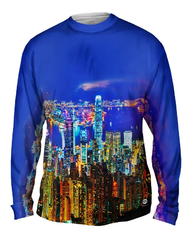 Long-Sleeve-Classic-Glowing Hong Kong Night Skyline