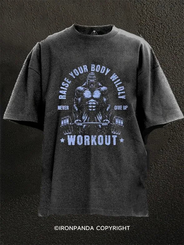 T-Shirt-Green-Gorilla Bodybuilding Washed Gym Shirt