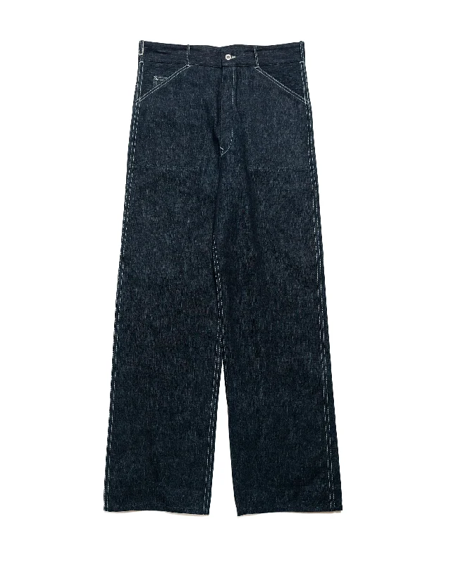 Pants-Wide-Leg-The Real McCoy's MP24005 WWII Denim Work Trousers Indigo