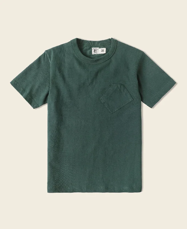 T-Shirt-Punk-1930s Slanted Pocket Tubular T-Shirt - Green