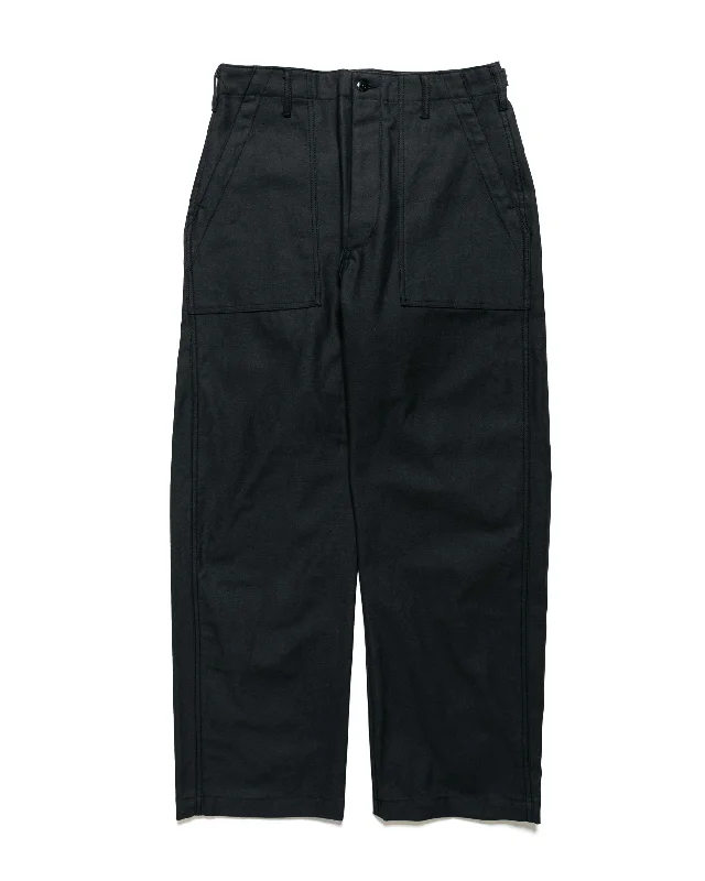 Pants-Beige-Engineered Garments Workaday Fatigue Pant Black Cotton Reverse Sateen